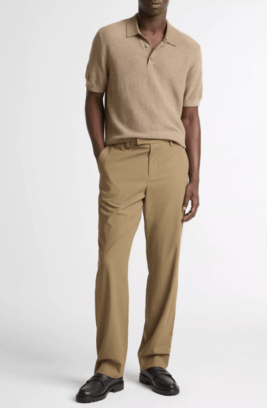 Vince Geo - Jacquard Wool - Blend Blend Polo Sweater in Teton/River Sand