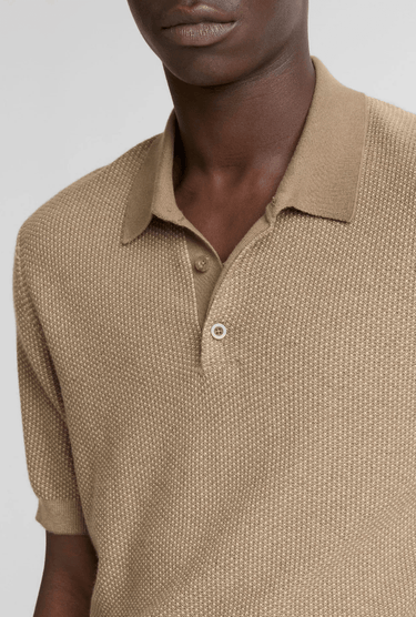 Vince Geo - Jacquard Wool - Blend Blend Polo Sweater in Teton/River Sand