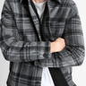 Vince Sherpa - Lined Plaid Shirt Jacket in Medium Heather Grey