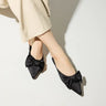 Yosi Samra Clara Bow Slide in Black Satin