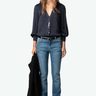 Zadig & Voltaire Tinous Satin Shirt in Encre - Estilo Boutique