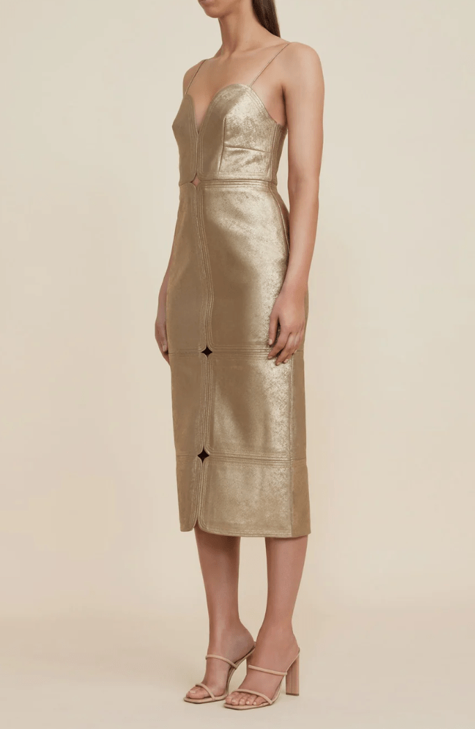 Acler Hicks Midi Dress in Gold - Estilo Boutique