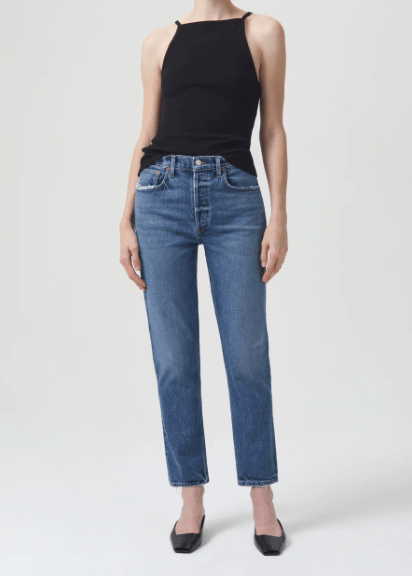 Agolde Riley Long High Rise Straight Jeans in Moor - Estilo Boutique