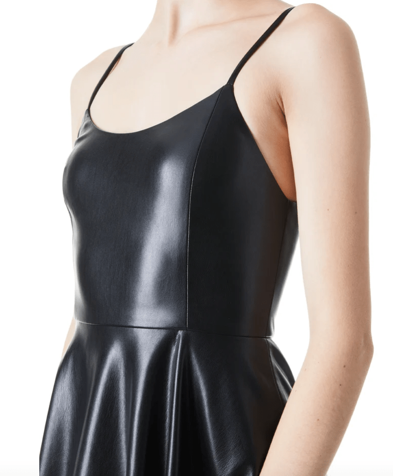 Alice and Olivia Rome Vegan Leather Mini Dress in Black - Estilo Boutique