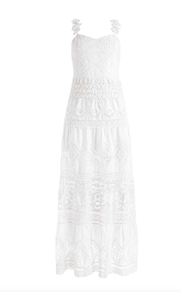 Alice & Olivia Alora Embroidered Maxi Dress in White - Estilo Boutique