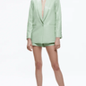 Alice & Olivia Denny Vegan Leather Shawl Collar Blazer in Pistachio - Estilo Boutique