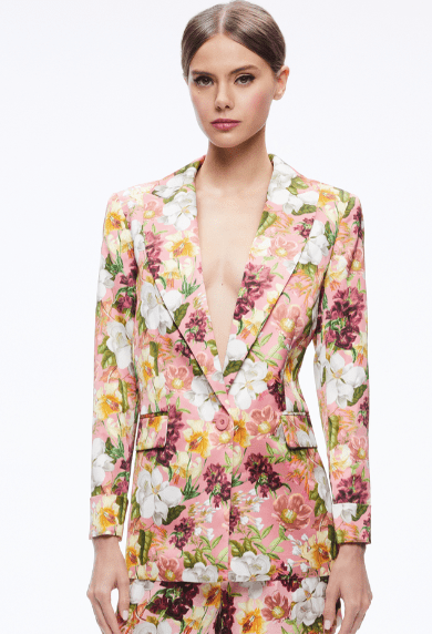 Alice & Olivia Justin Rolled Cuff Blazer in Juniper Floral - Estilo Boutique