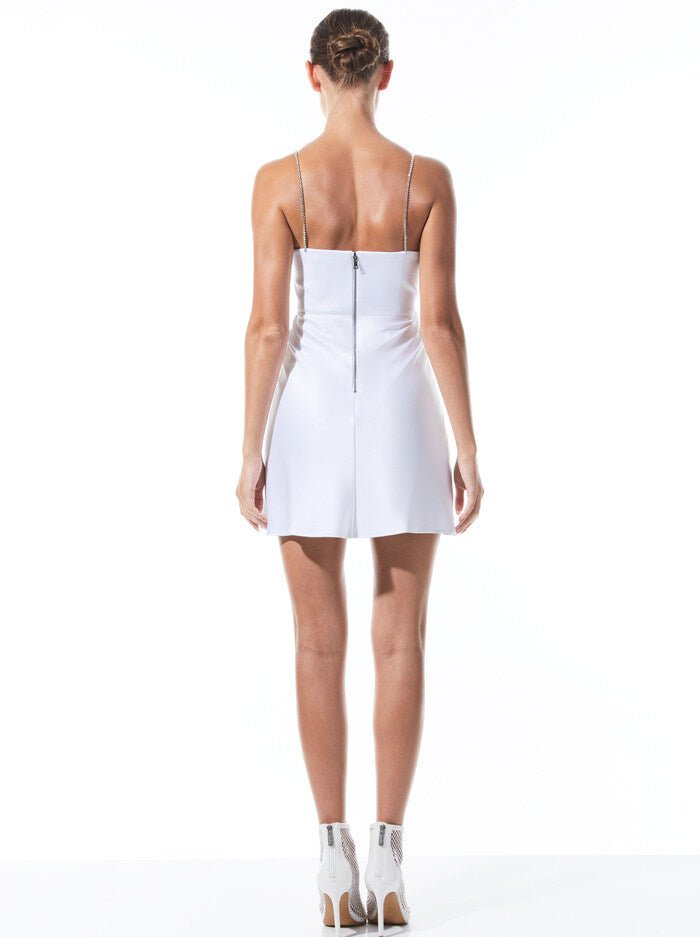 Alice + Olivia Sutton Crystal Strap Mini Dress in White - Estilo Boutique