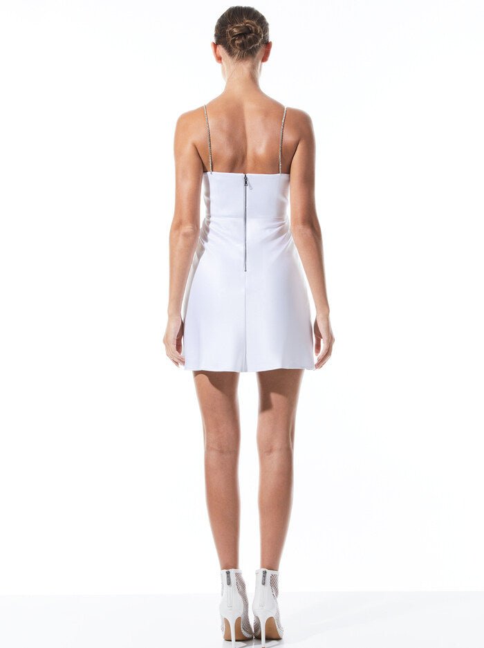Alice + Olivia Sutton Crystal Strap Mini Dress in White Alice + Olivia Sutton Crystal Strap Mini Dress in White