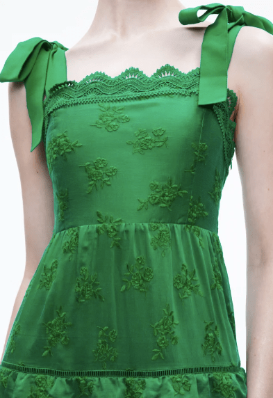 Alice & Olivia Vega Eyelet Tiered Maxi Dress in Emerald - Estilo Boutique