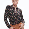 Alice + Olivia Willa Placket Top in Rodeo Black - Estilo Boutique