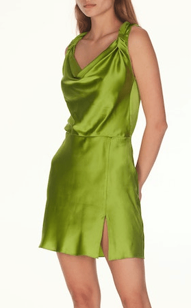 Amanda Uprichard Ellison Silk Mini Dress in Aloe - Estilo Boutique
