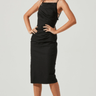ASTR Armona Square Neck Ruched Midi Dress in Black - Estilo Boutique