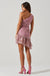 ASTR Darline One Shoulder Mini Dresss in Pink Floral - Estilo Boutique