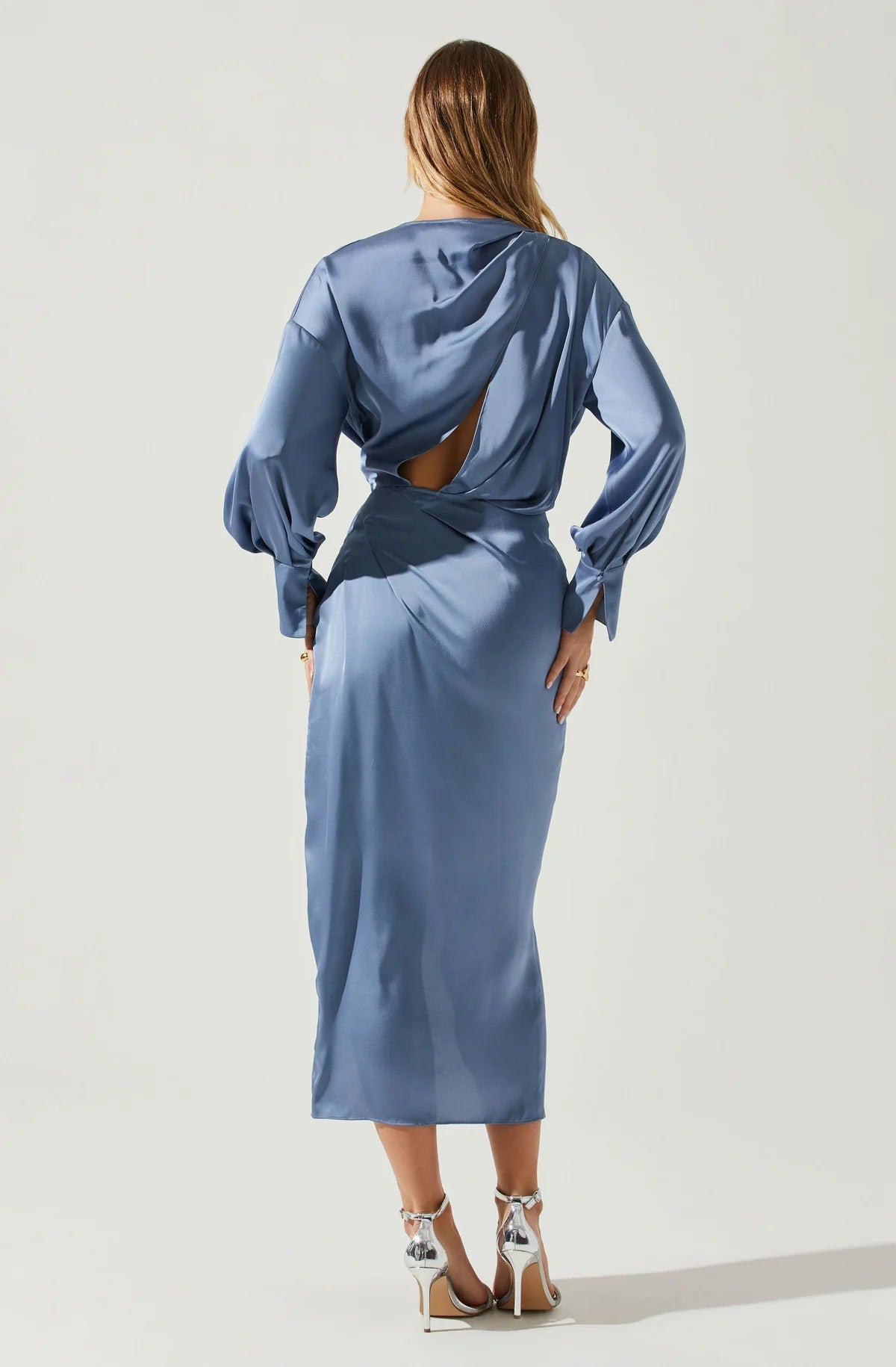 ASTR Sadyra Dress in Slate Blue - Estilo Boutique