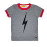 Aviator Nation Kids Ringer Bolt Tee in Heather Grey/Red - Estilo Boutique