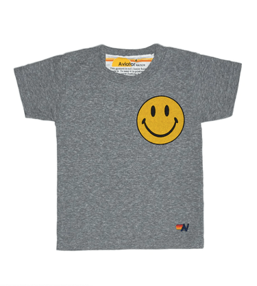 Aviator Nation Smiley 2 Tee in Heather Grey - Estilo Boutique