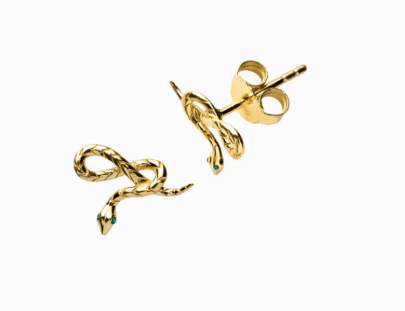 Awe Inspired Snake Stud Earrings in 14k Yellow Gold Vermeil - Estilo Boutique