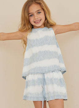 Bella Dahl Girl Beach Short in Denim Cabana Stripes - Estilo Boutique