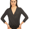 Blanc Noir Wrap Bodysuit in Black - Estilo Boutique
