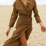 Cali Dreaming Tulip Dress in Cocoa Brown - Estilo Boutique