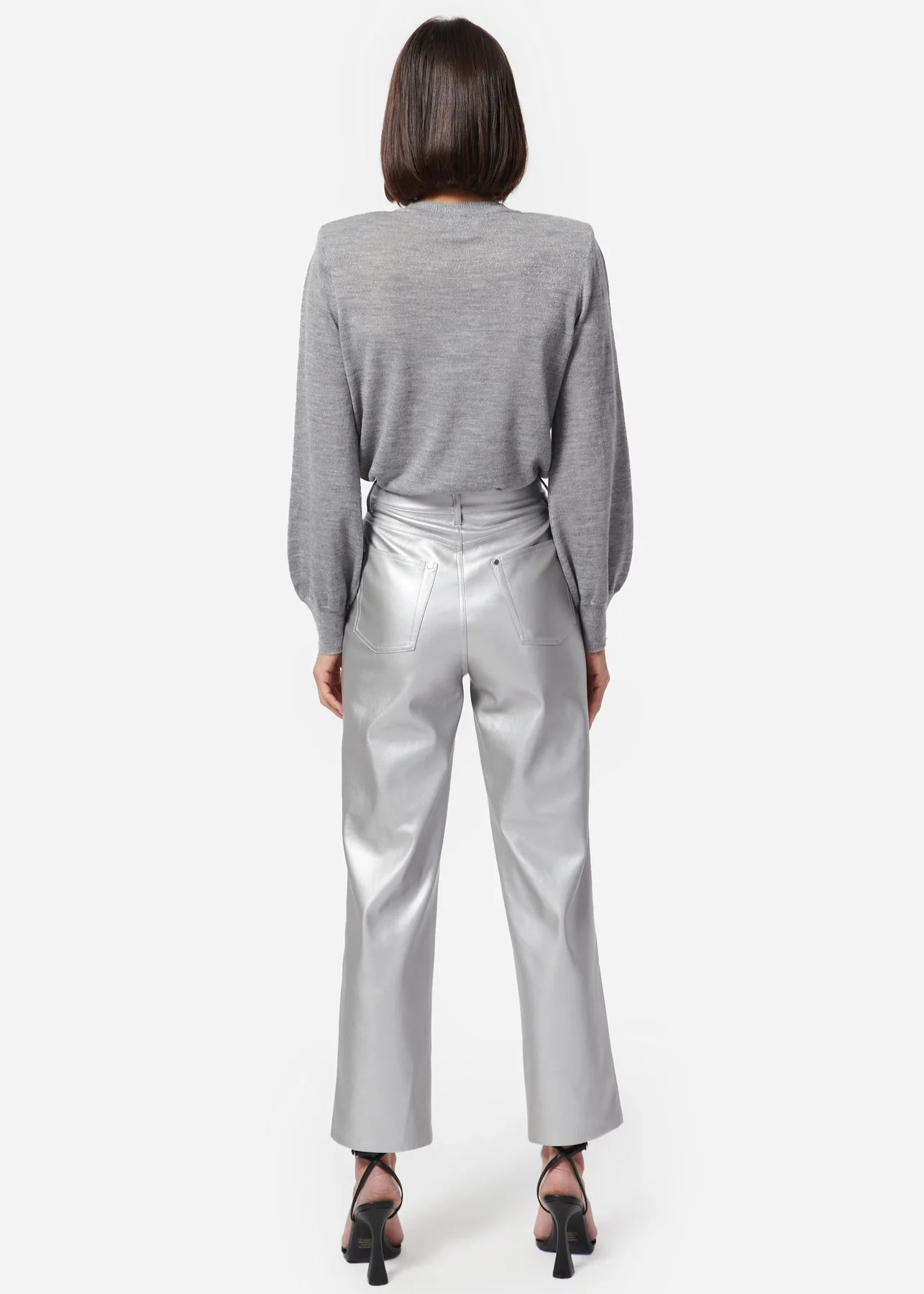 Cami Hanie Vegan Leather Pant in Silver - Estilo Boutique