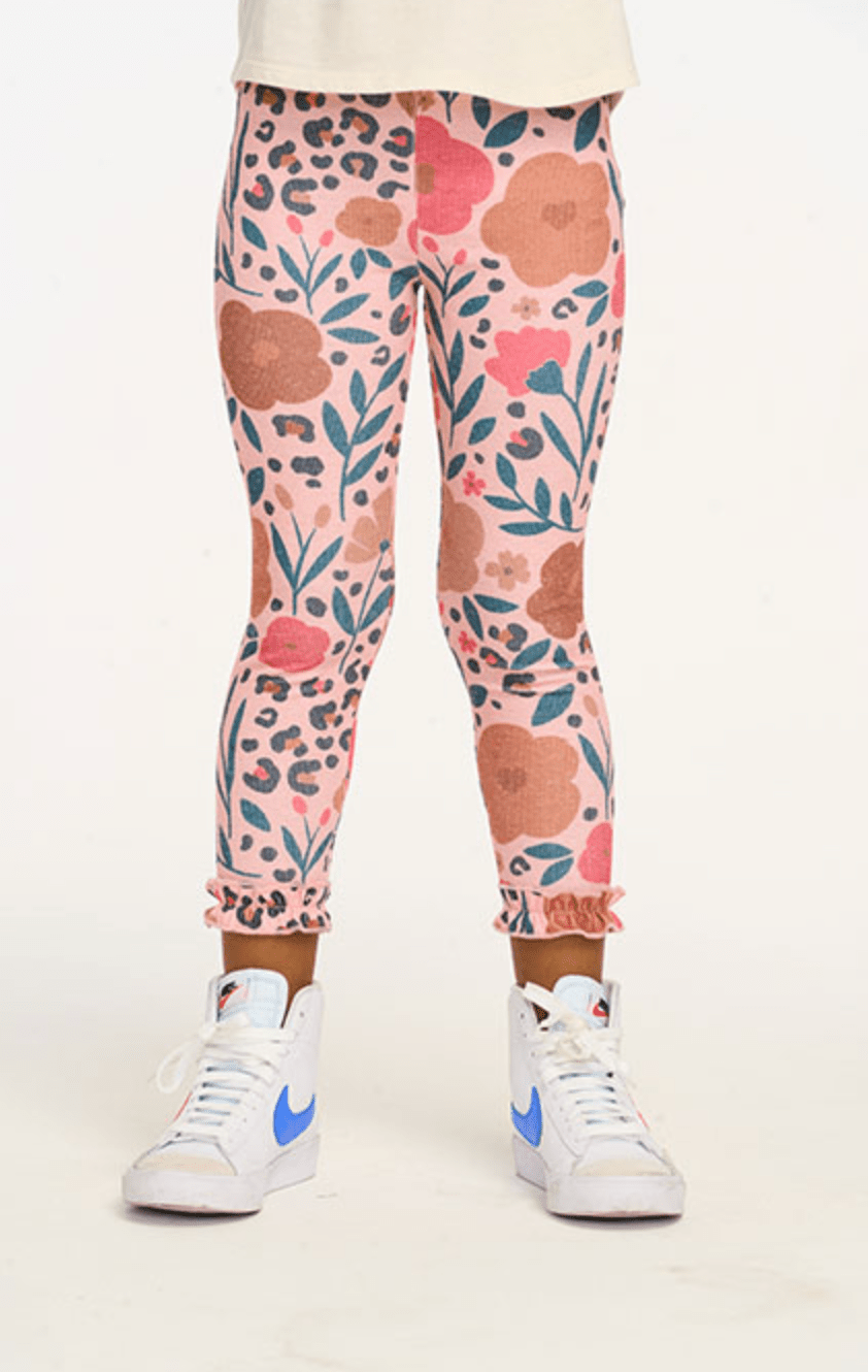 Chaser Bottom Ruffle Leggings in Floral & Leopard - Estilo Boutique