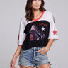 Chaser Janis Joplin Classic Motorcycle Tee in Americana Color Block - Estilo Boutique