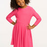 Chaser Peplum Cozy Knit Dress in Flamingo - Estilo Boutique