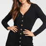 Chaser Rib Button Down Cardigan Dress in True Black - Estilo Boutique