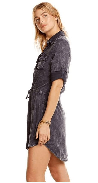 Chaser Roll Up Sleeve Button Down Dress - Estilo Boutique
