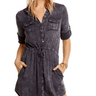 Chaser Roll Up Sleeve Button Down Dress - Estilo Boutique