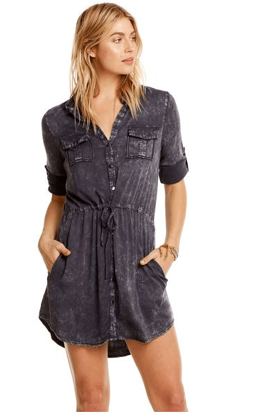 Chaser Roll Up Sleeve Button Down Dress - Estilo Boutique