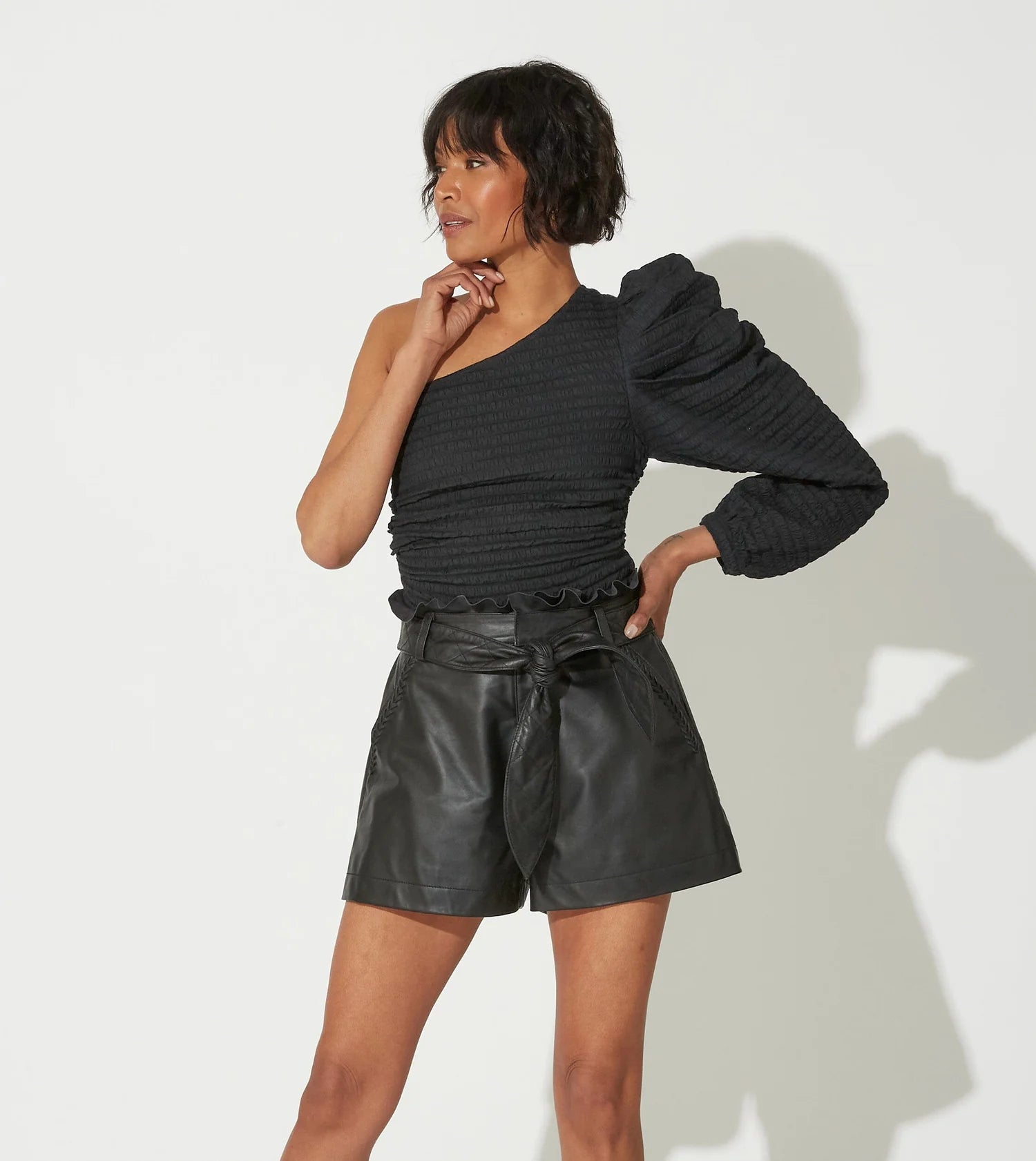 Cleobella Alva Leather Shorts in Black - Estilo Boutique