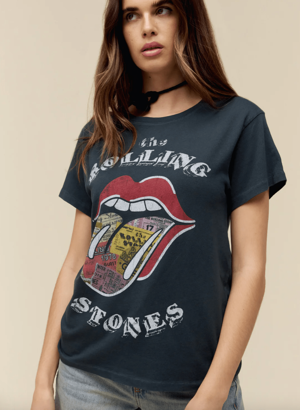 Daydreamer Rolling Stones Ticket Fill Tongue Tour Tee - Estilo Boutique