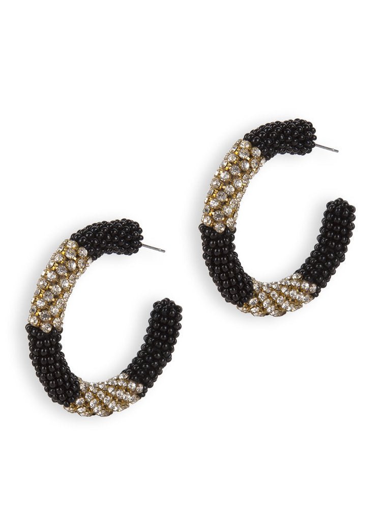 Deepa Gurnani Lana Earrings in Black - Estilo Boutique