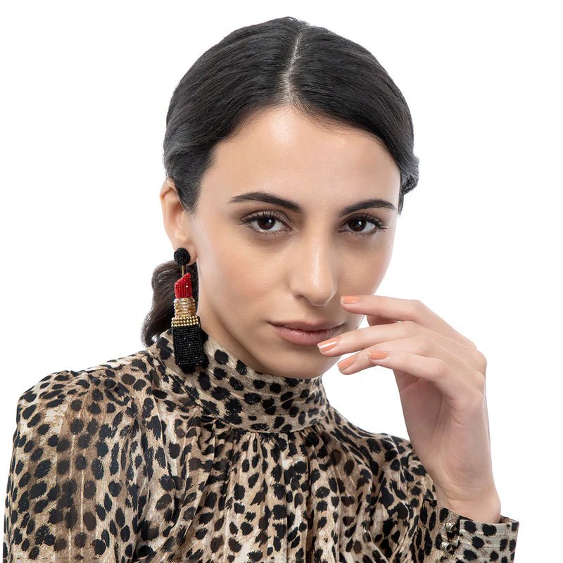 Deepa Gurnani Lipstick Earrings - Estilo Boutique