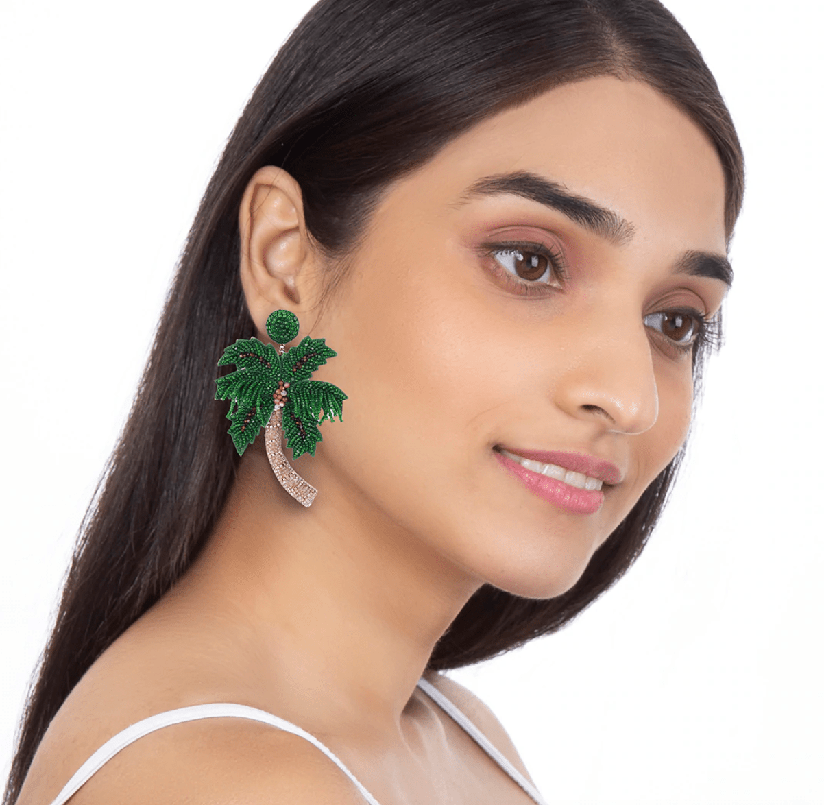 Deepa Gurnani Tropical Palm Tree Earring in Green - Estilo Boutique
