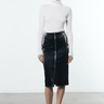 Enza Costa Satin Finish Leather Zip Skirt in Black - Estilo Boutique