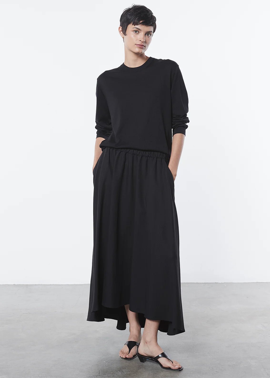 Enza Costa Twill Circle Skirt in Black - Estilo Boutique