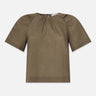 Frame Draped Sleeve Cotton Blouse in Cypress - Estilo Boutique