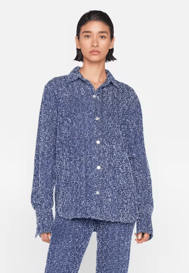 Frame Oversize Shirt in Indigo Boucle - Estilo Boutique