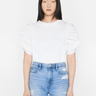 Frame Ruched Tie Sleeve Tee in Blanc - Estilo Boutique
