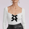 Generation Love Coralie Velvet Bow Top in White - Estilo Boutique