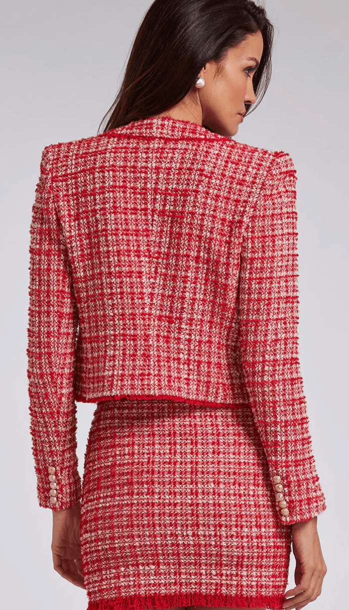 Generation Love Karson Tweed Jacket in Red/White - Estilo Boutique