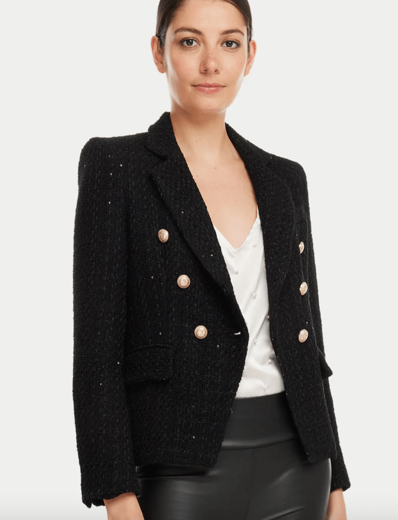 Black & White Tweed Cropped Blazer - Grace and Garment Boutique