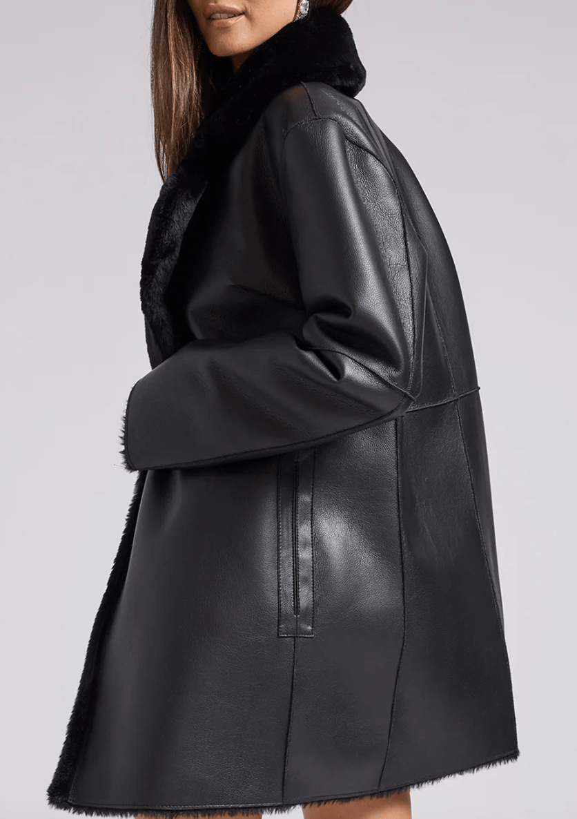 Generation Love Megan Reversible Faux Fur Jacket in Black - Estilo Boutique