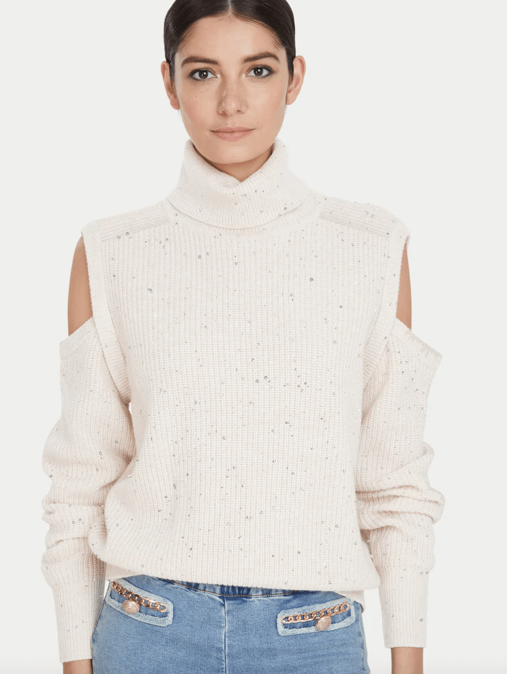 Generation Love Norah Cold Should Sequin Sweater in Cream - Estilo Boutique