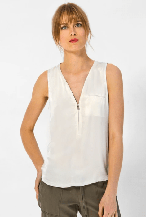 Go Silk Go Zippy Tank Luxe in White - Estilo Boutique