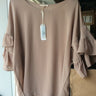 Golden Hawk ruffle sleeve tee in sand shell - Estilo Boutique